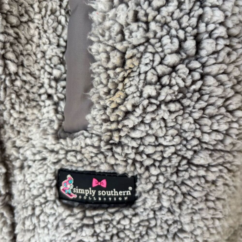 Simply Southern Women's Sherpa 1/4 Zip Pullover Jacket Gray Size S - Picture 4 of 5